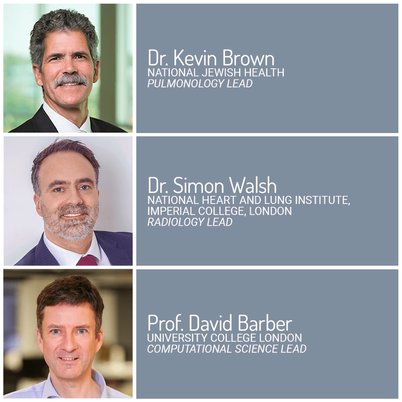 Dr. Kevin Brown: National Jewish Health (Pulmonology Lead) • Dr. Simon Walsh: King’s College Hospital Foundation Trust (Radiology Lead) • Dr. David Barber: University College London (Computational Science Lead)